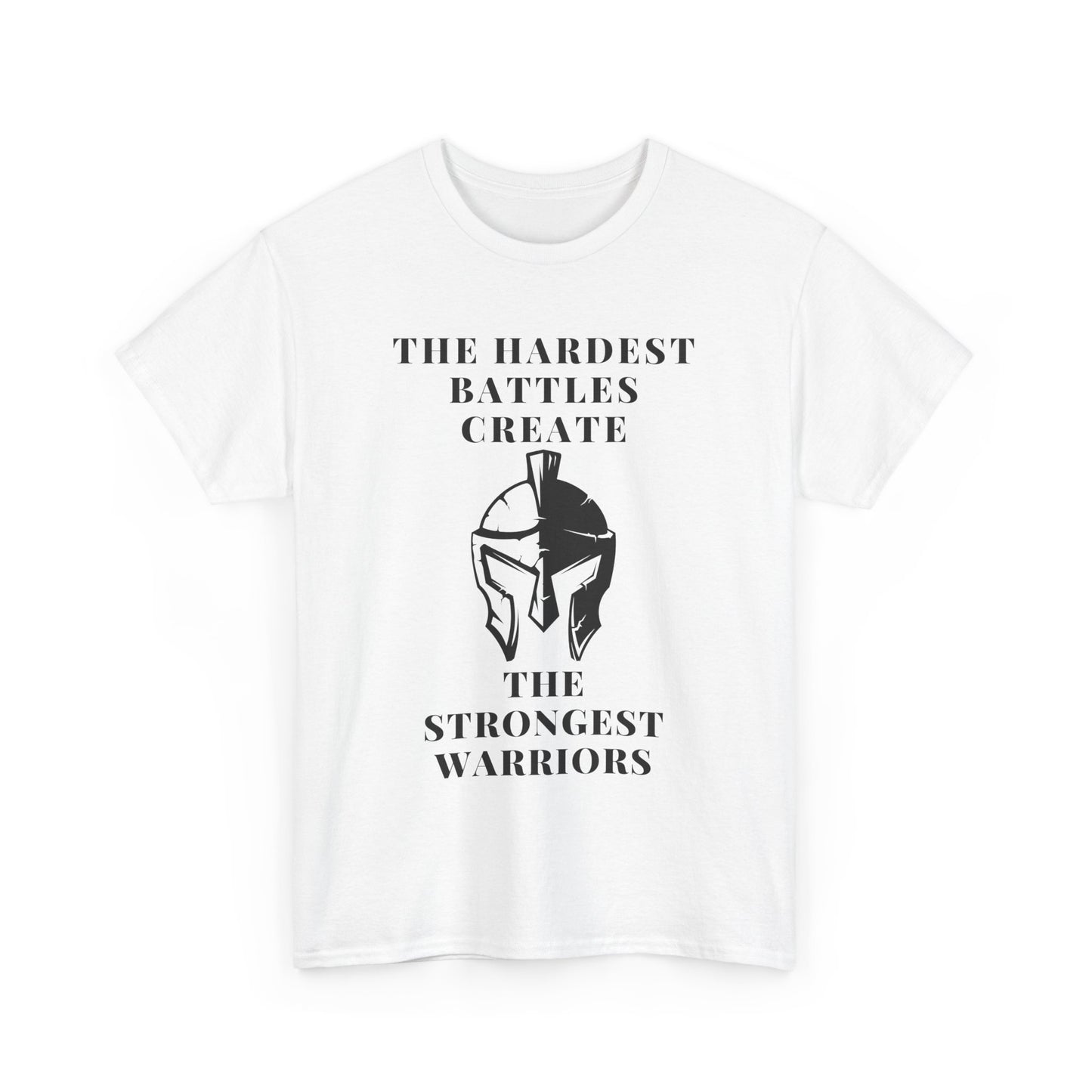 Motivational Unisex Heavy Cotton Tee - 'The Hardest Battles Create the Strongest Warriors' - SadCrafts