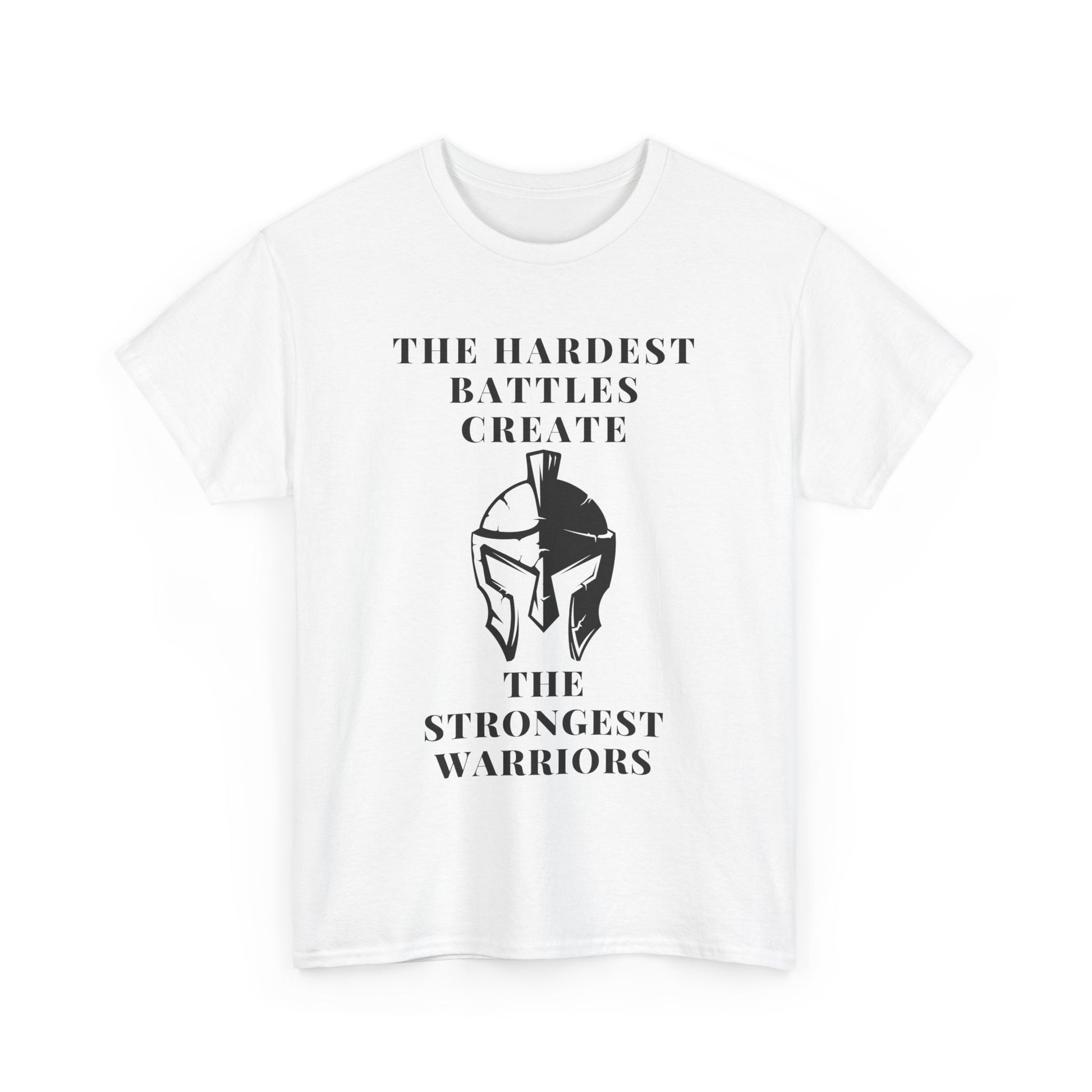 Motivational Unisex Heavy Cotton Tee - 'The Hardest Battles Create the Strongest Warriors' - SadCrafts