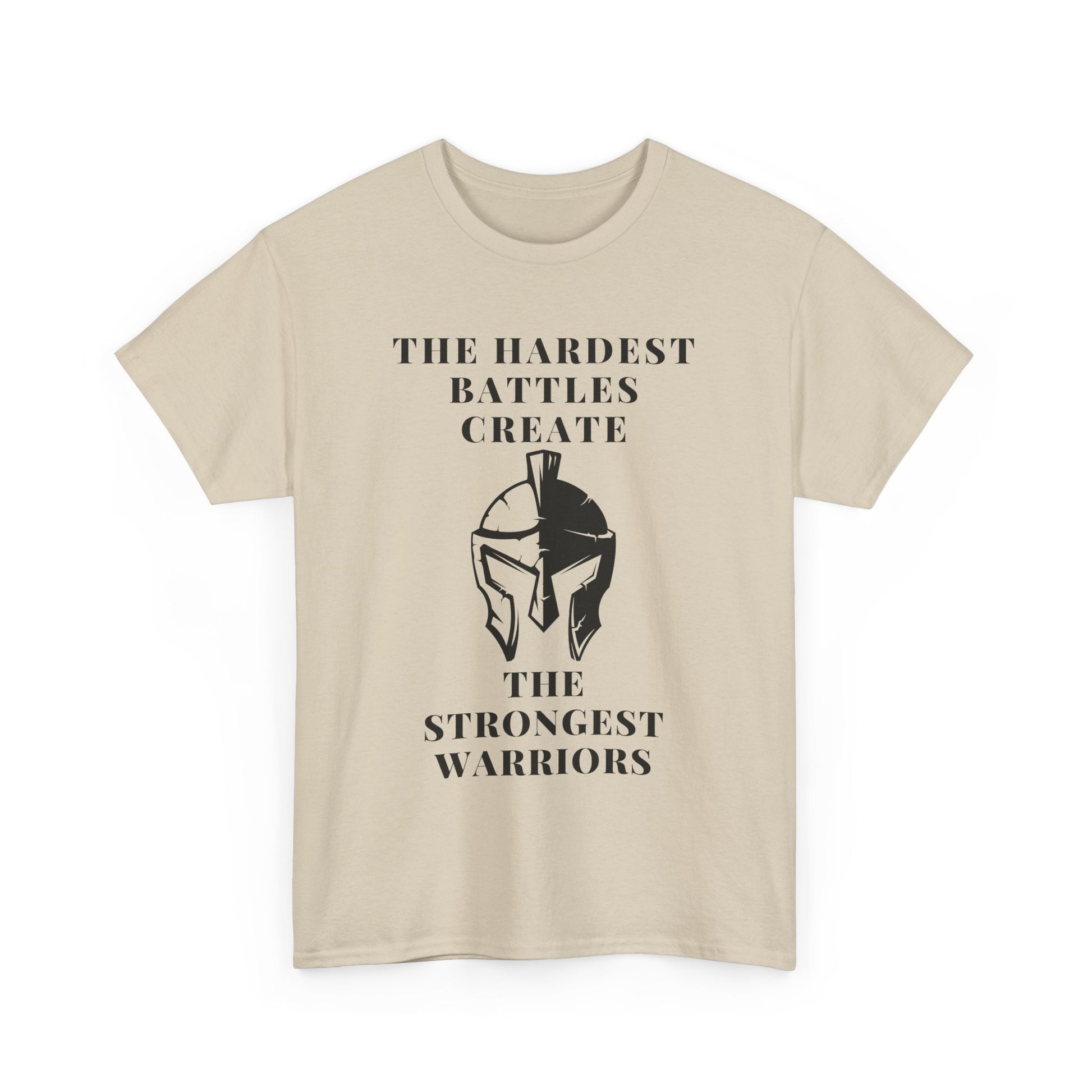 Motivational Unisex Heavy Cotton Tee - 'The Hardest Battles Create the Strongest Warriors' - SadCrafts